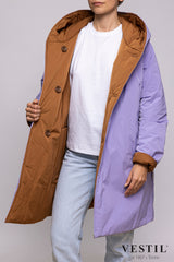 WOMEN'S OOF WEAR JACKET, REVERSIBLE WITH THERMAL PADDING, BROWN AND LILAC