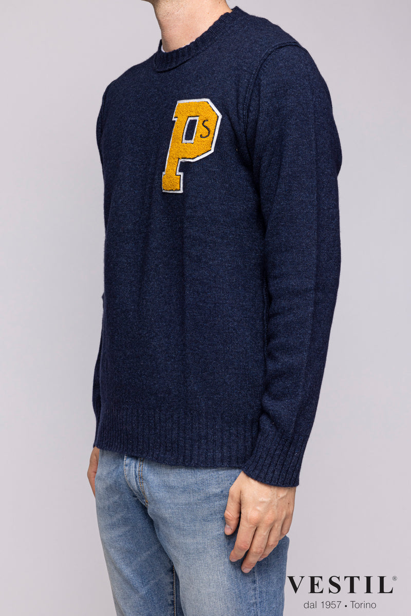 PRESIDENT'S, Wool crew-neck sweater, Blue, man