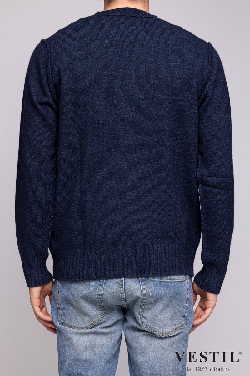 PRESIDENT'S, Wool crew-neck sweater, Blue, man