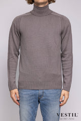 A TRIP IN A BAG, ribbed turtleneck sweater, grey, men