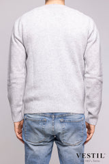 ALTEA, Crew-neck sweater in lambswool, light grey, men