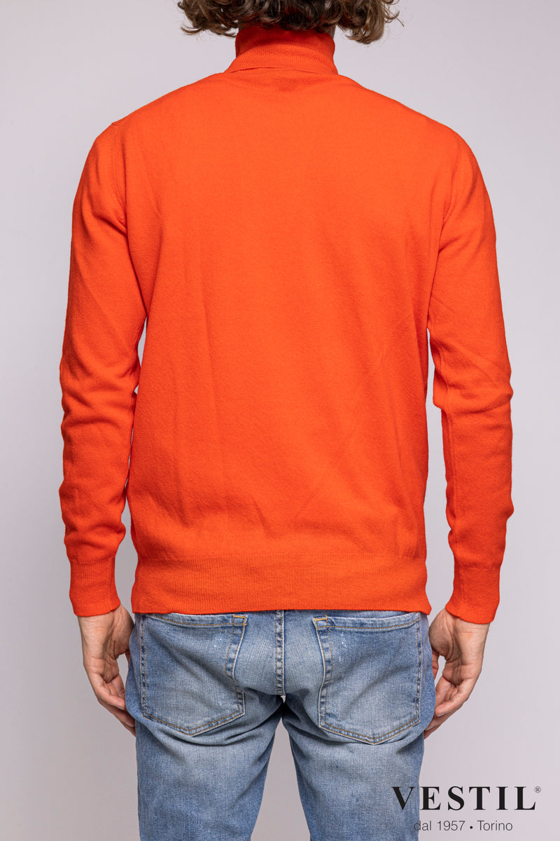 ALTEA, Turtleneck sweater in soft geelong wool, orange, men