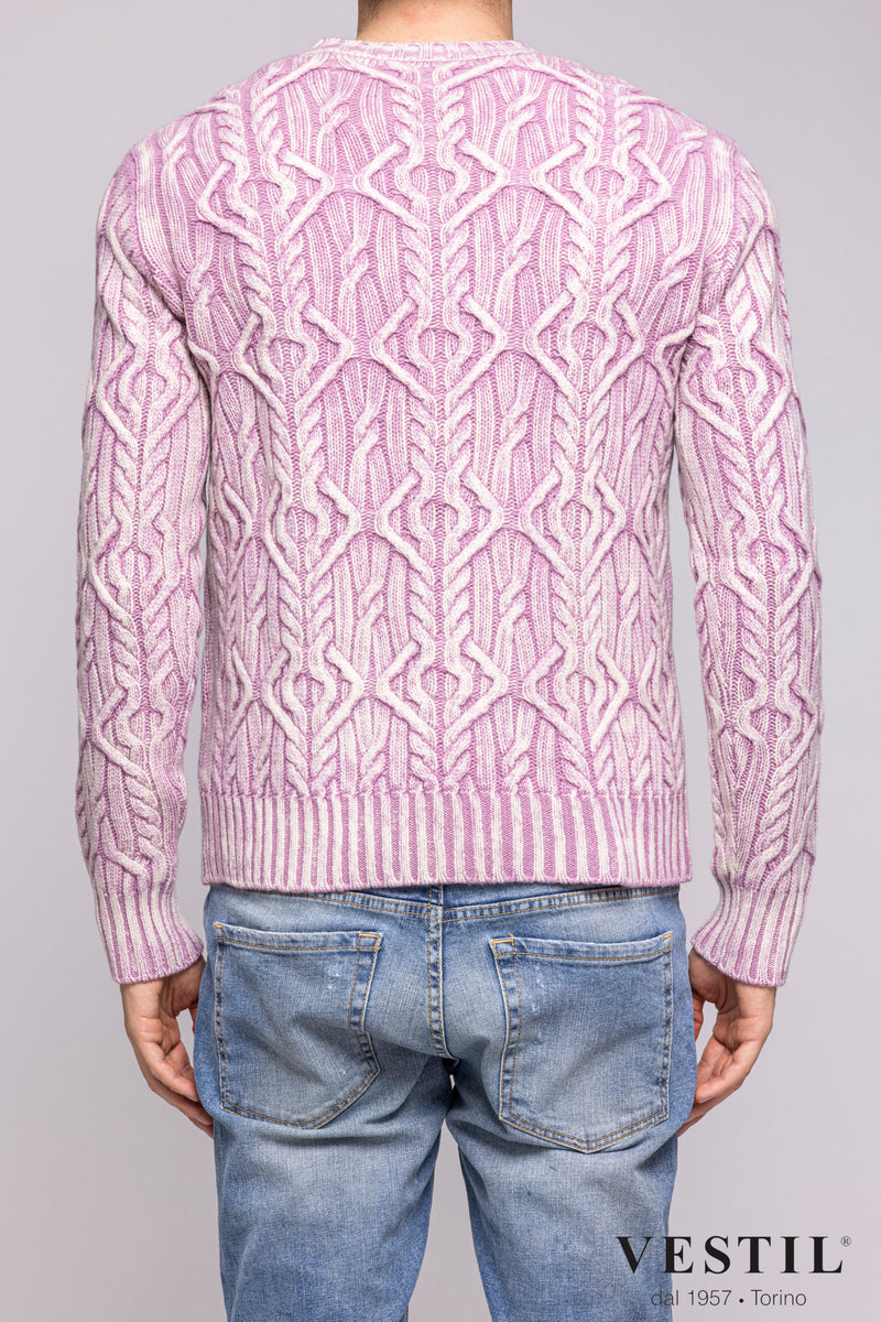 ALTEA, Crew-neck sweater with wool braid, pink, man