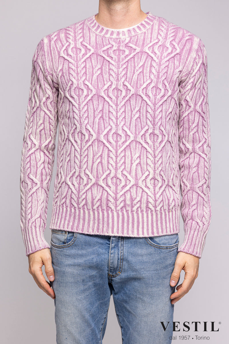 ALTEA, Crew-neck sweater with wool braid, pink, man