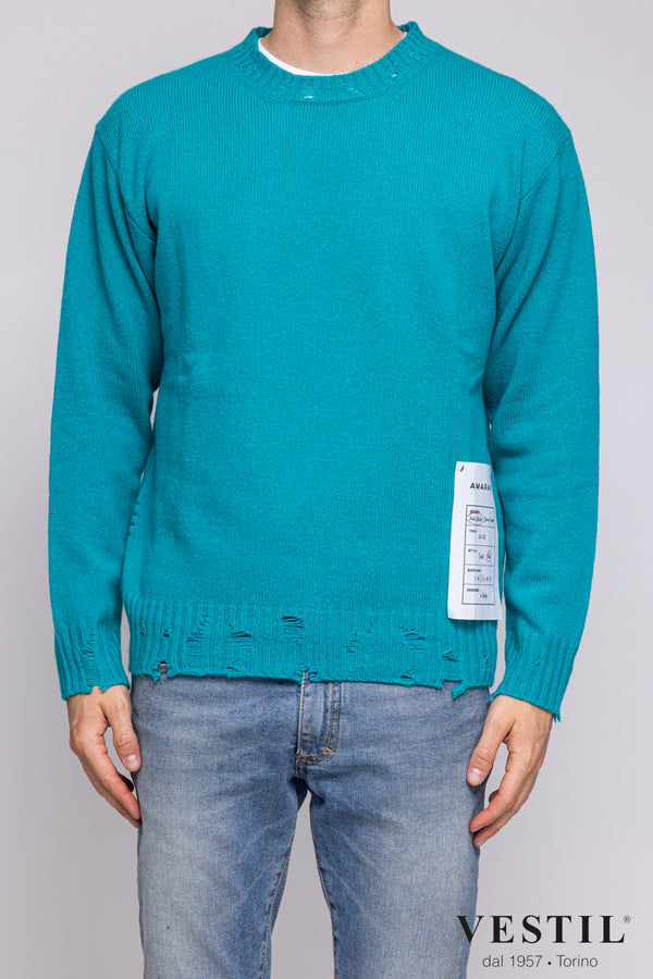 AMARANTO, Crew-neck sweater, cashmere, light blue, unisex