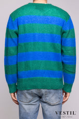 AMARANTO, striped mohair blend wool sweater, royal green, unisex