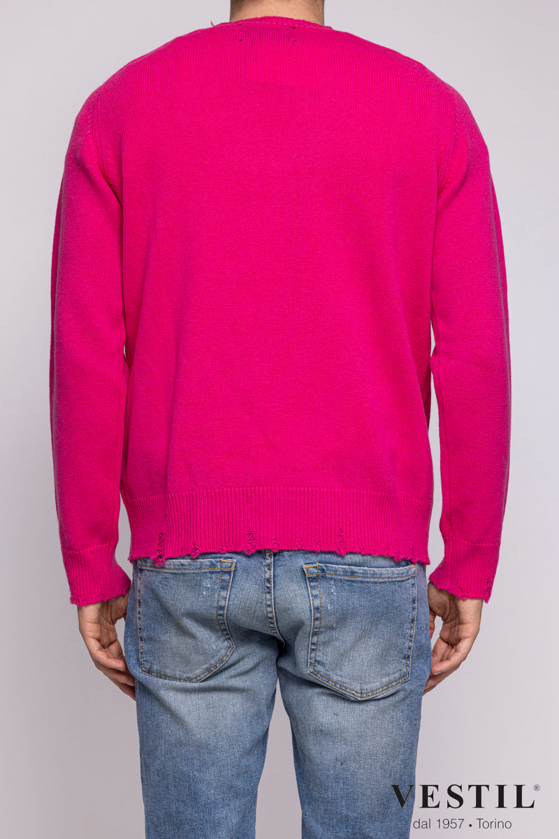 AMARANTO, Crew-neck sweater, cashmere, fuchsia, unisex