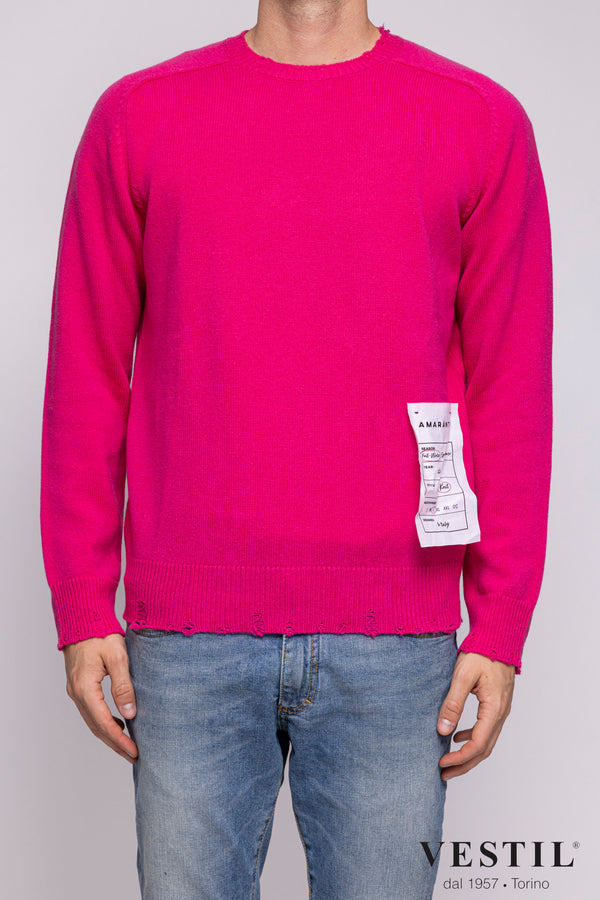 AMARANTO, Crew-neck sweater, cashmere, fuchsia, unisex