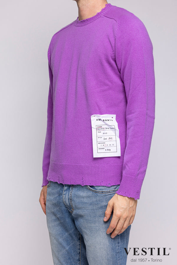 AMARANTO, Crew-neck sweater, cashmere, lilac, unisex