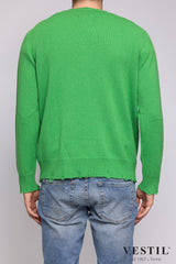 AMARANTO, Cashmere crew-neck sweater, green, man