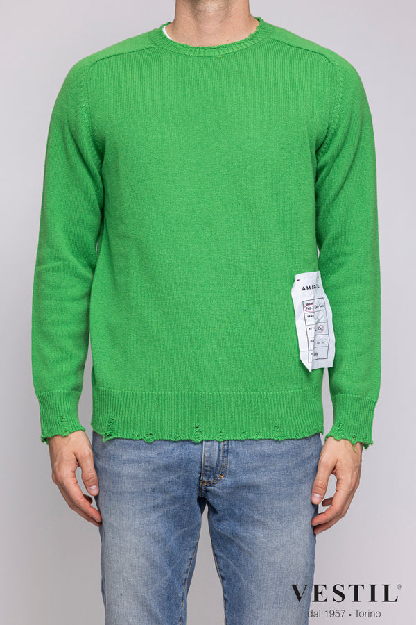 AMARANTO, Cashmere crew-neck sweater, green, man