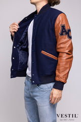 College man white bomber jacket