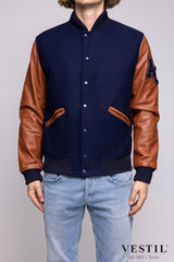 College man white bomber jacket