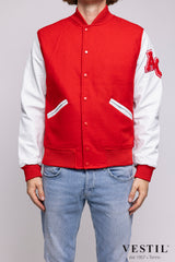 College man white bomber jacket