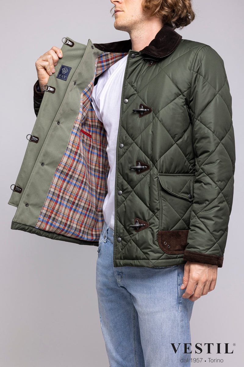 FAY, quilted winter jacket, green, men