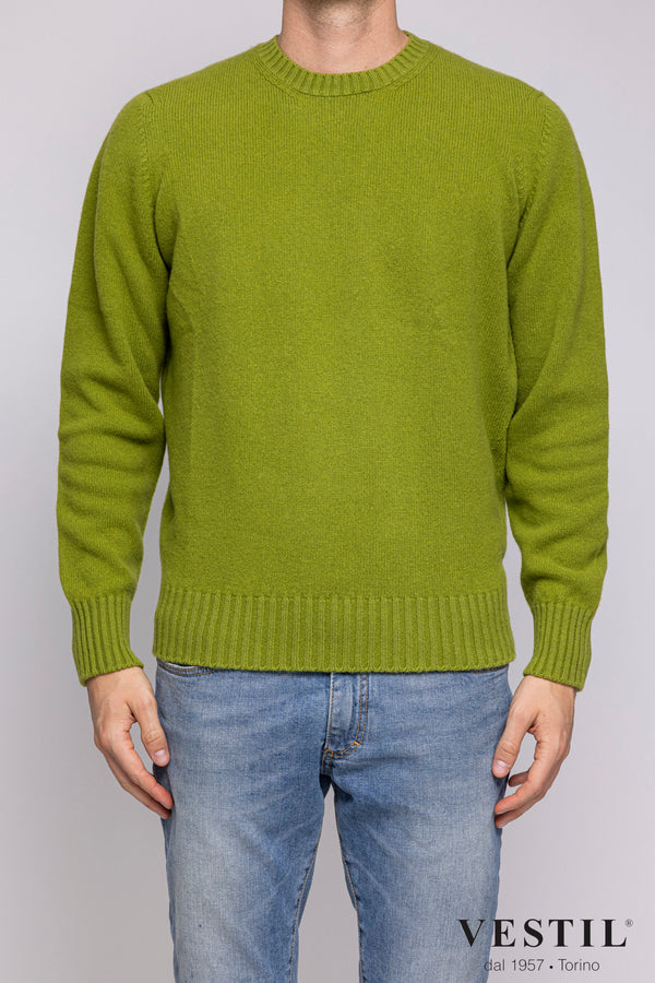 JURTA, Crew-neck sweater in wool blend, acid green, man