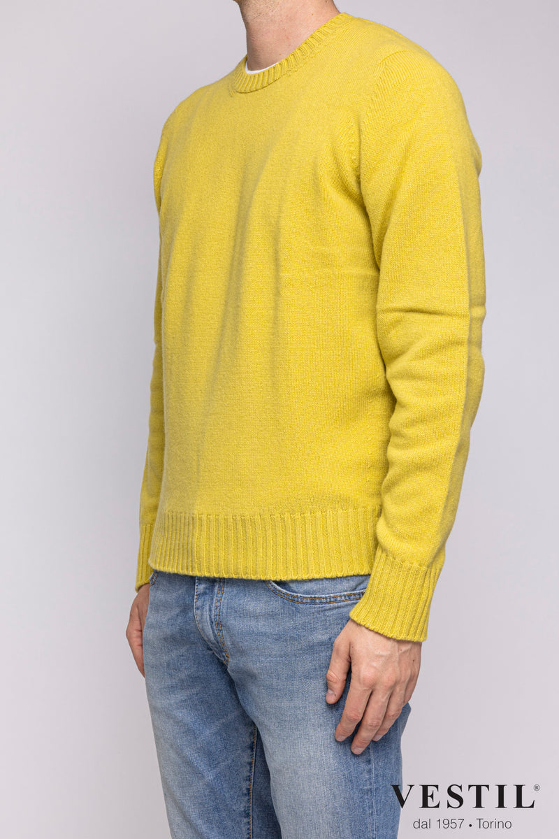 JURTA, wool blend crew neck sweater, lime, men