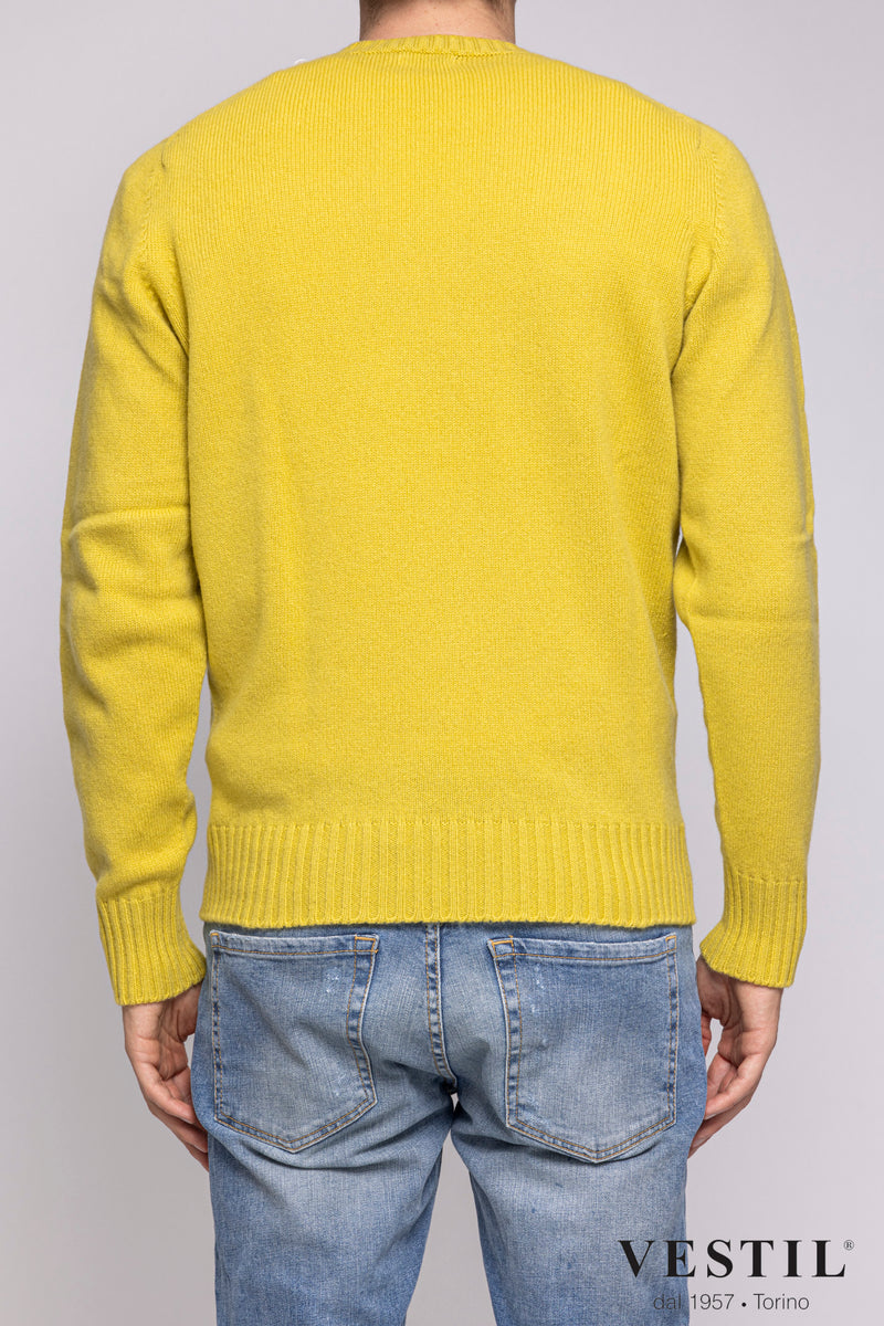 JURTA, wool blend crew neck sweater, lime, men