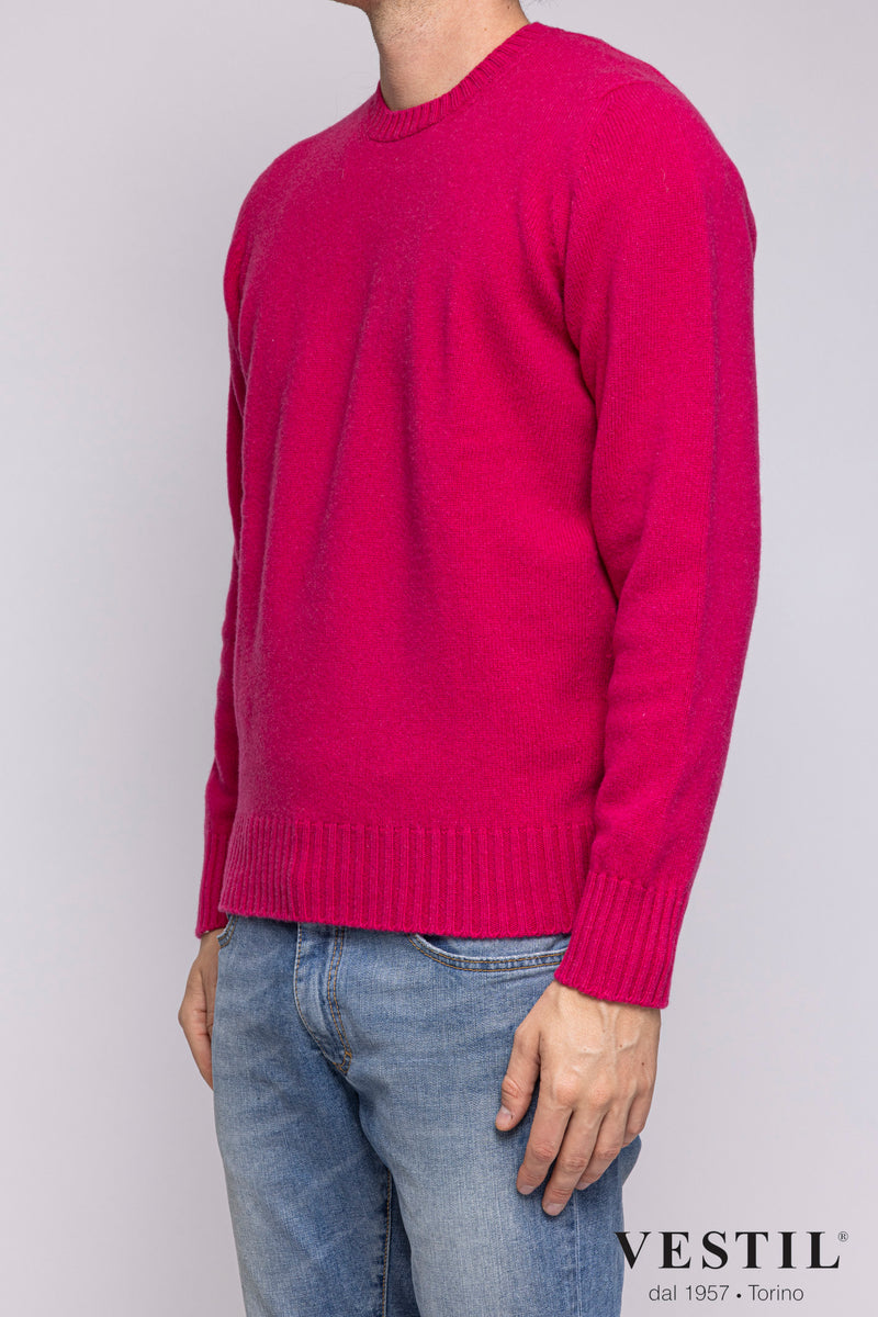 JURTA, Crew-neck sweater in wool blend, fuchsia, man