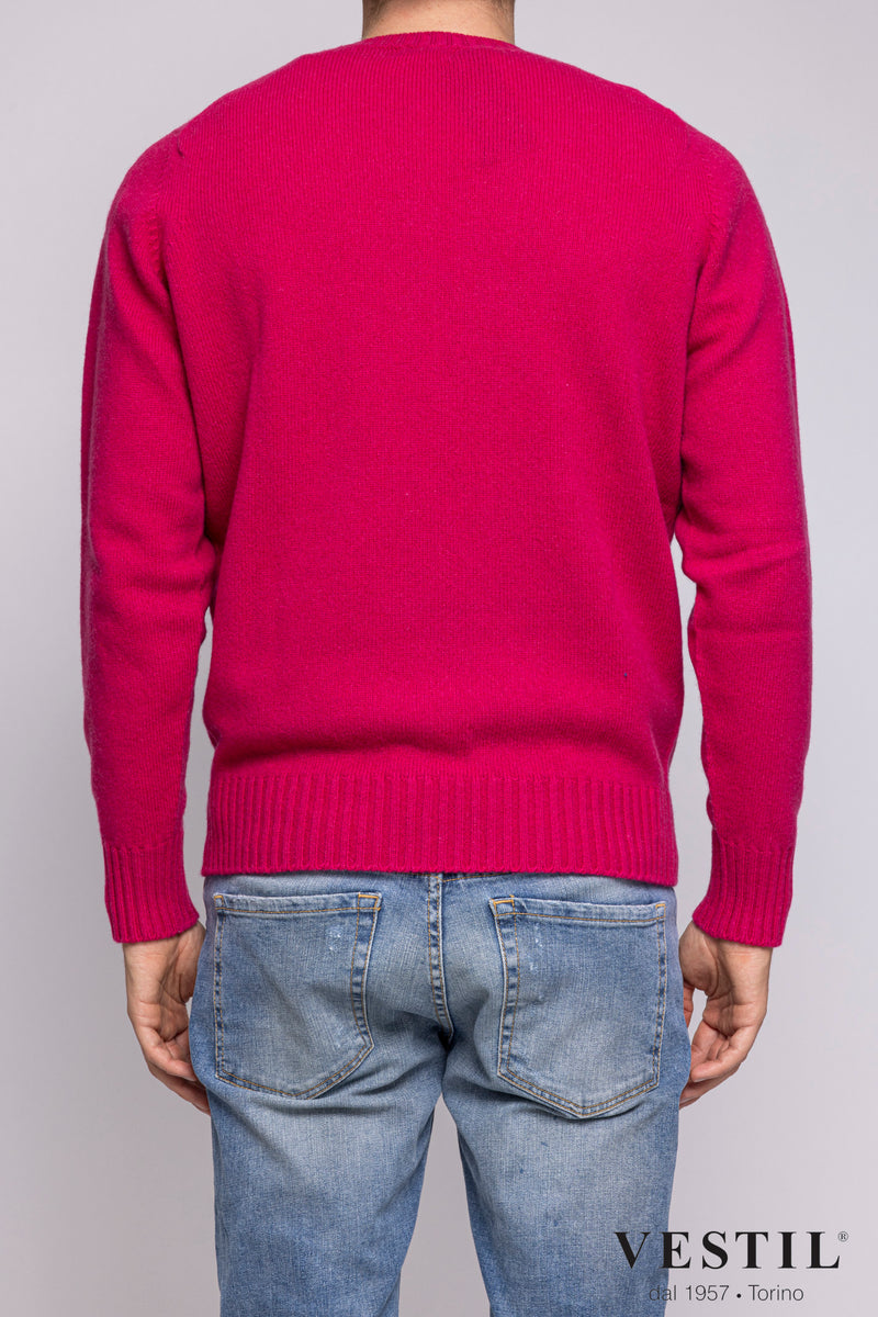 JURTA, Crew-neck sweater in wool blend, fuchsia, man