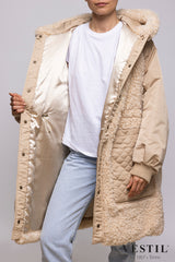 WOMEN'S OOF WEAR JACKET, ECOFUR, BEIGE 