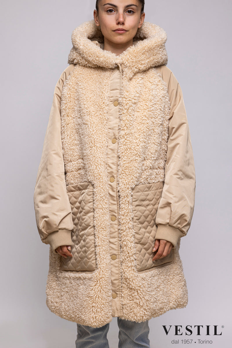 WOMEN'S OOF WEAR JACKET, ECOFUR, BEIGE 