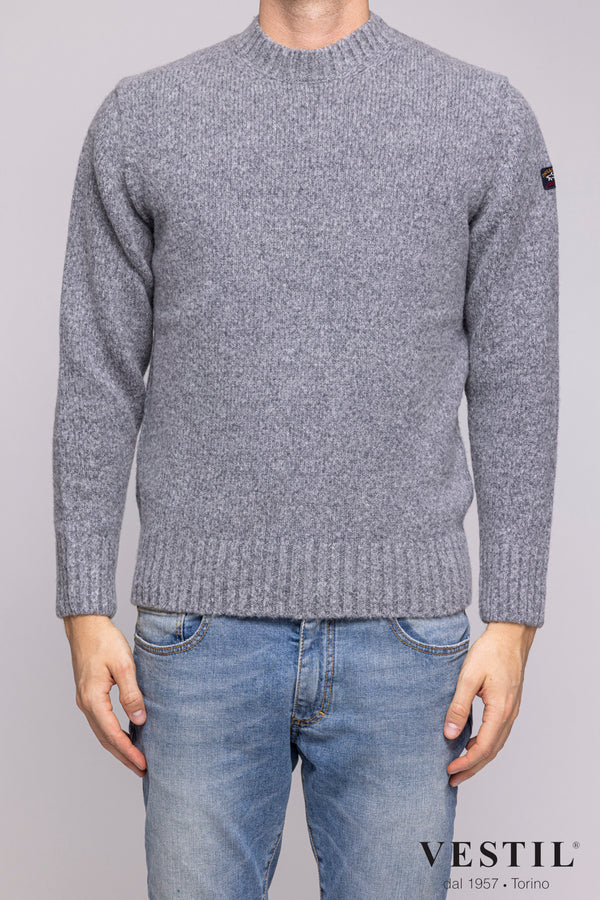 PAUL &amp; SHARK, wool crew neck sweater, grey, men