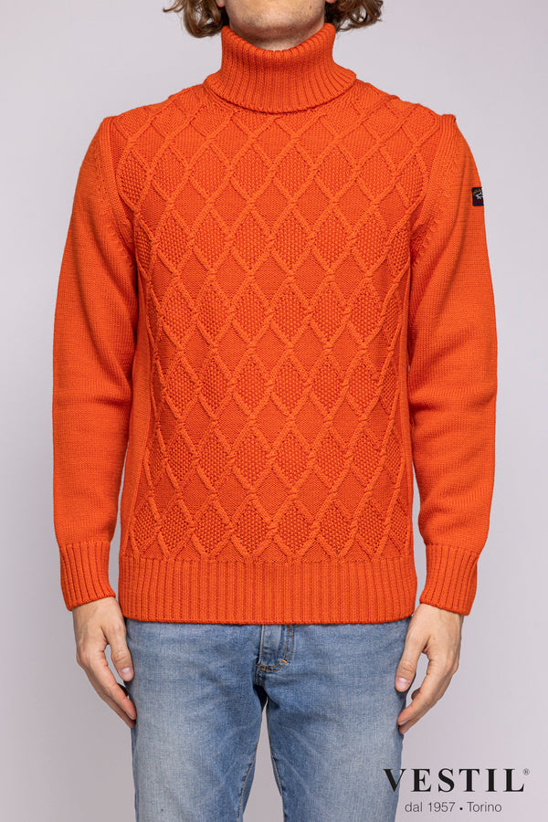 PAUL &amp; SHARK, Wool turtleneck sweater, orange, man