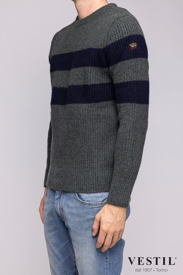 PAUL &amp; SHARK, crew neck sweater, gray blue, man