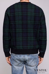 POLO RALPH LAUREN, crew-neck sweater in wool blend, green and blue, men