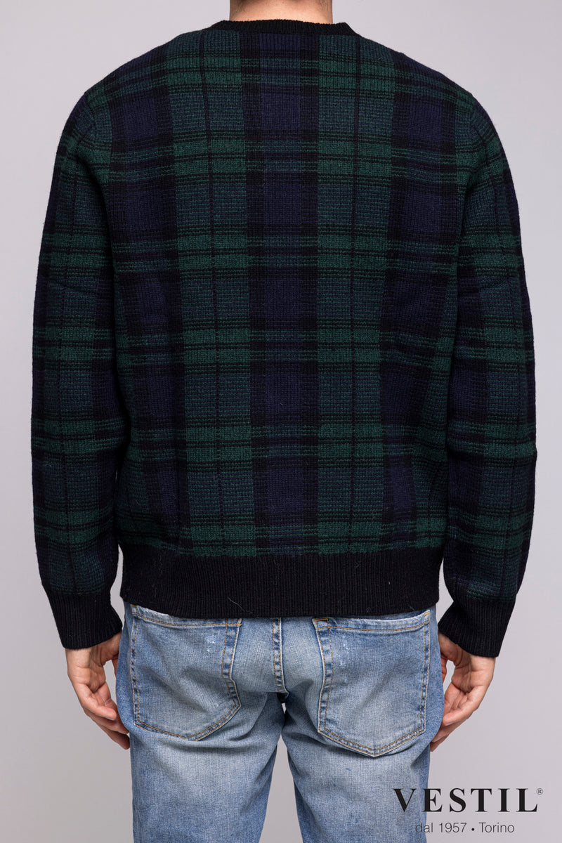 POLO RALPH LAUREN, crew-neck sweater in wool blend, green and blue, men