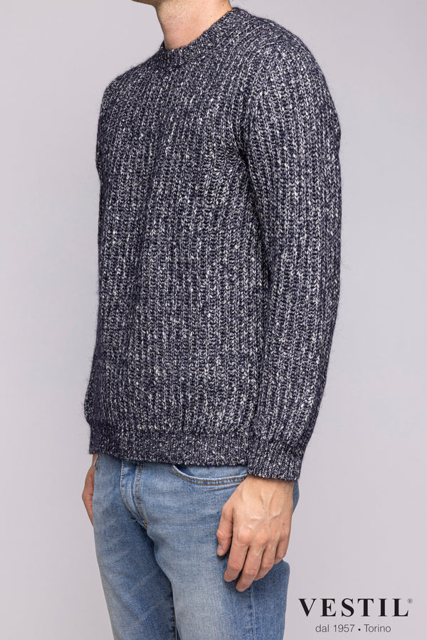 SETTEFILI CASHMERE, Crew-neck sweater, wool and cotton blend, grey, man