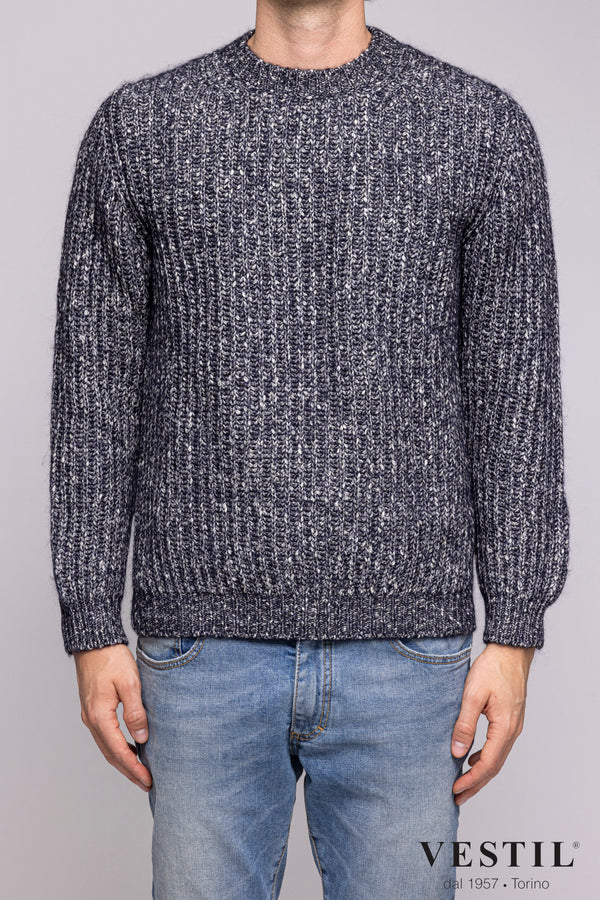 SETTEFILI CASHMERE, Crew-neck sweater, wool and cotton blend, grey, man