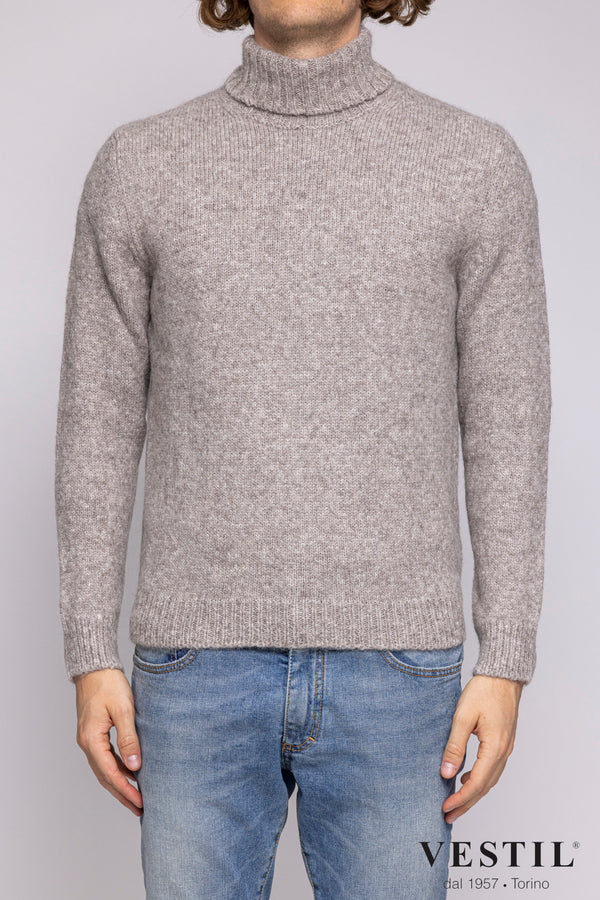 SETTEFILI CASHMERE, Wool blend turtleneck sweater, beige, man