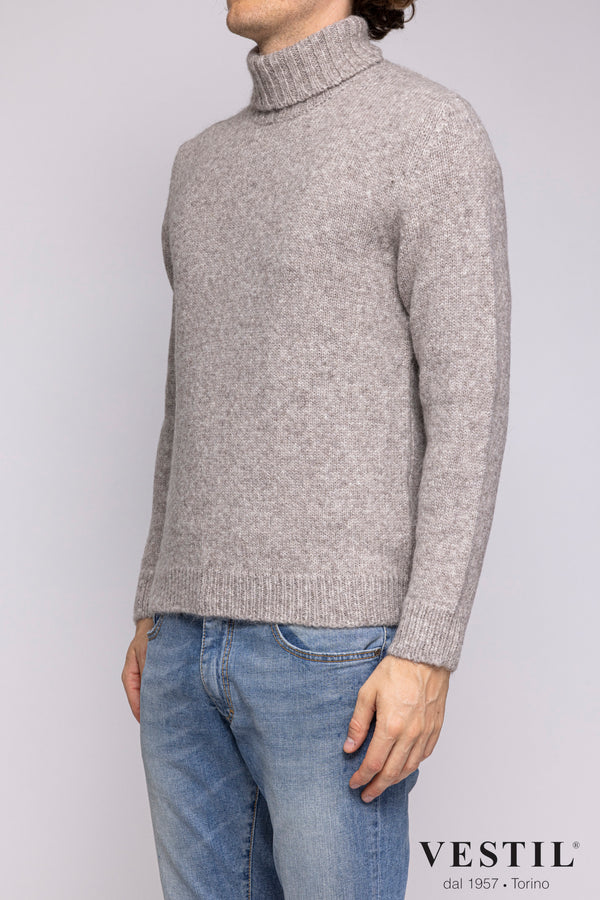 SETTEFILI CASHMERE, Wool blend turtleneck sweater, beige, man