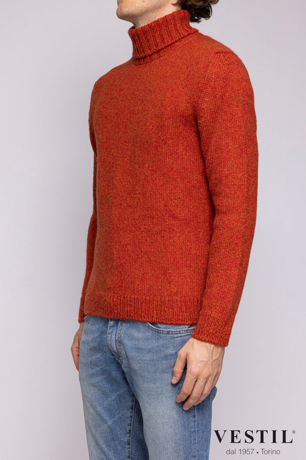 SETTEFILI CASHMERE, Turtleneck sweater, wool blend, orange, man