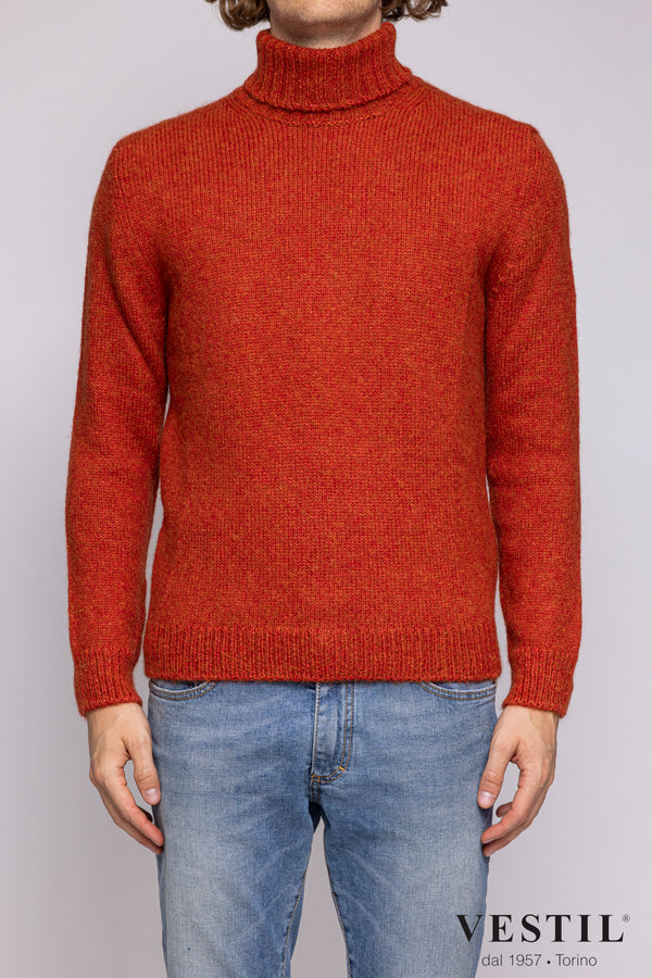 SETTEFILI CASHMERE, Turtleneck sweater, wool blend, orange, man