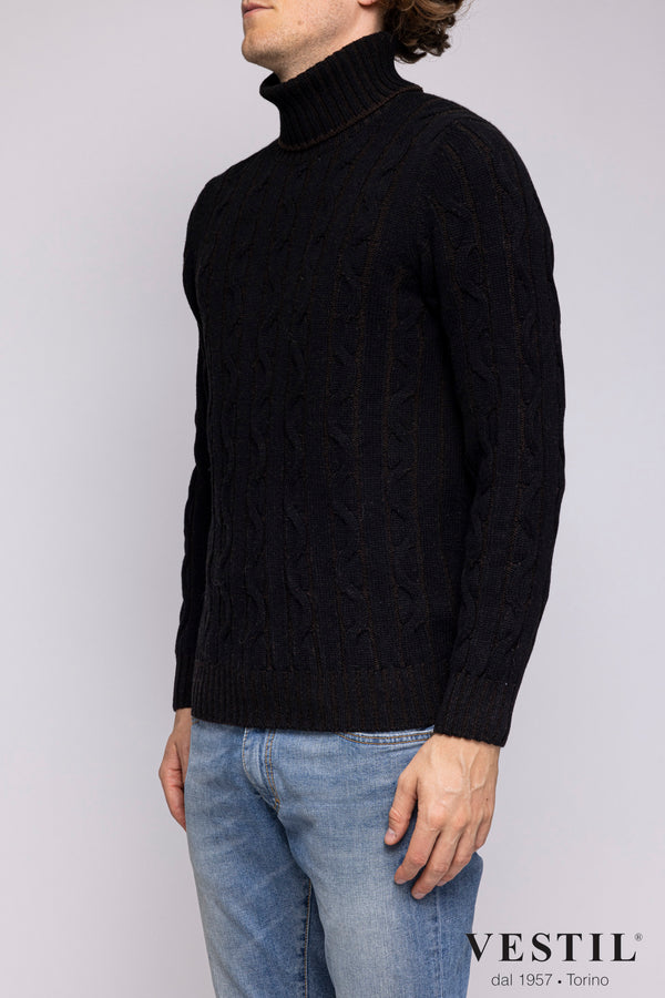 SETTEFILI CASHMERE, cashmere turtleneck sweater, black, man