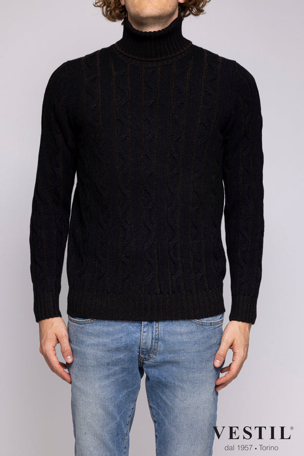 SETTEFILI CASHMERE, cashmere turtleneck sweater, black, man