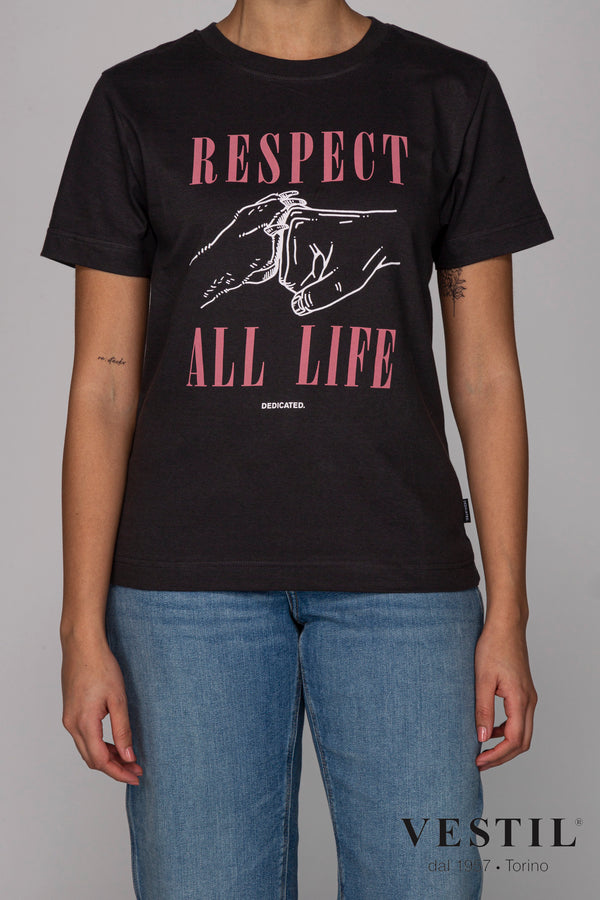 DEDICATED, women's anthracite t-shirt