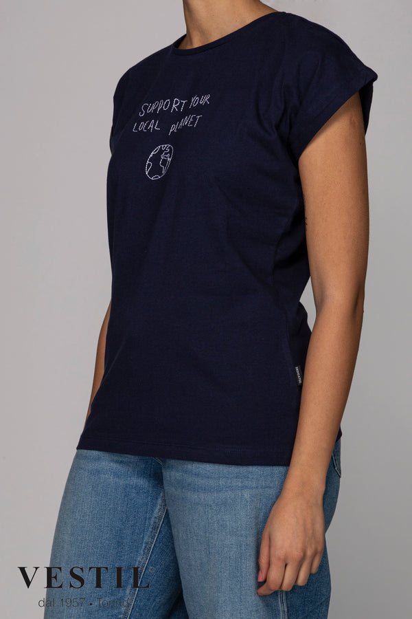 DEDICATED, women's blue t-shirt