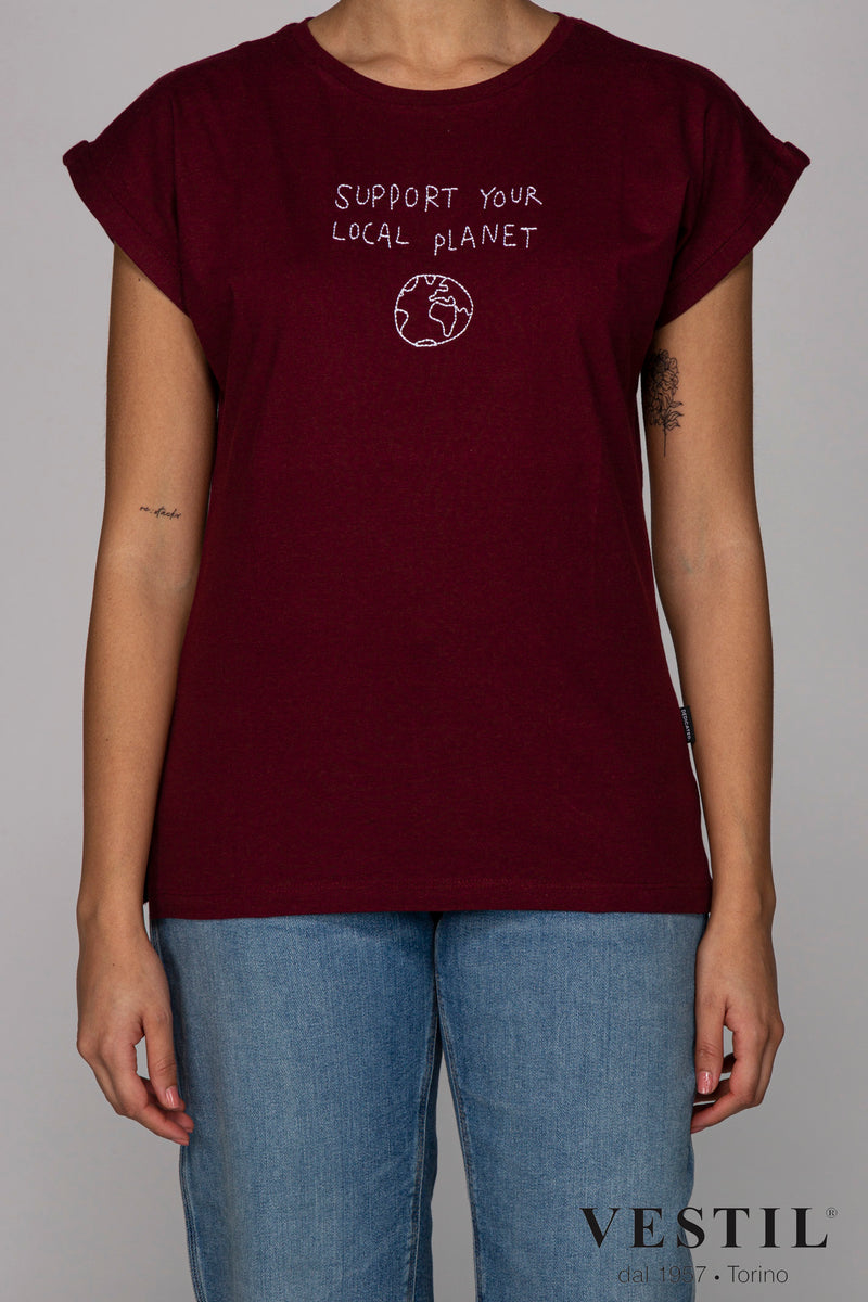 DEDICATED, T-shirt bordeaux donna