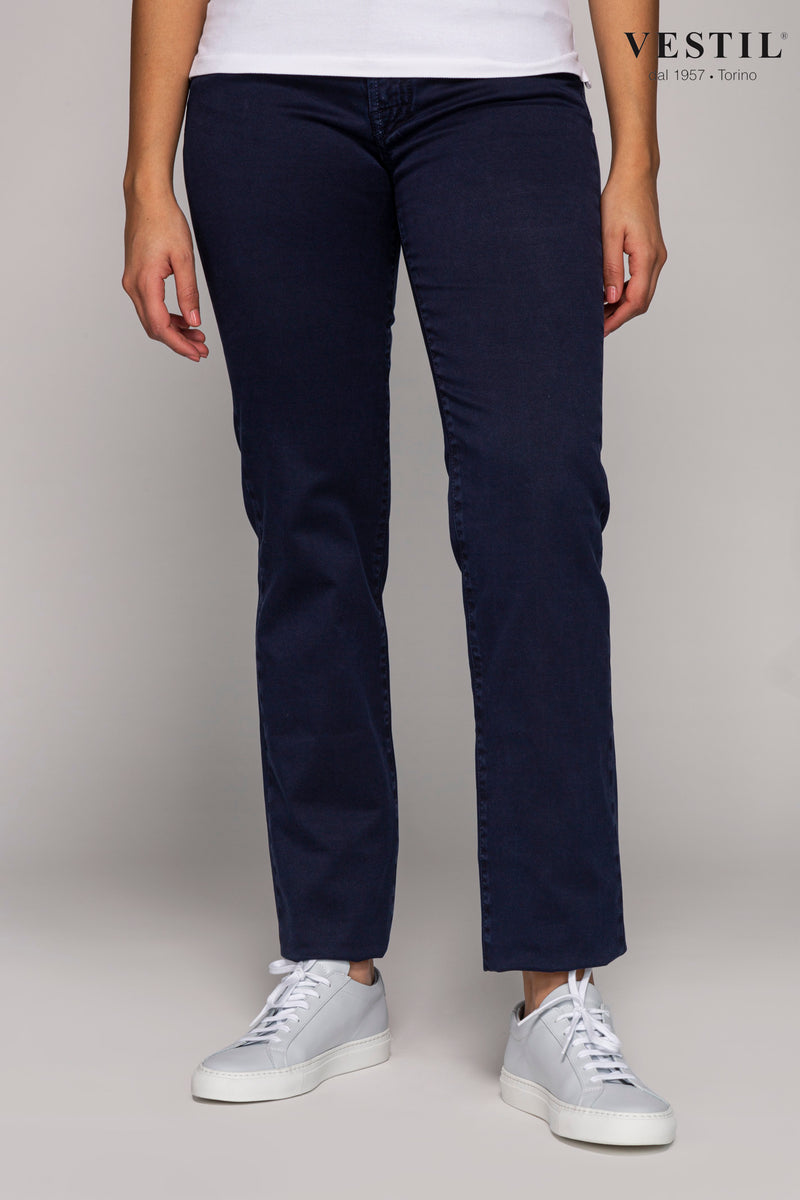 KITON, pantalone blu aperto donna