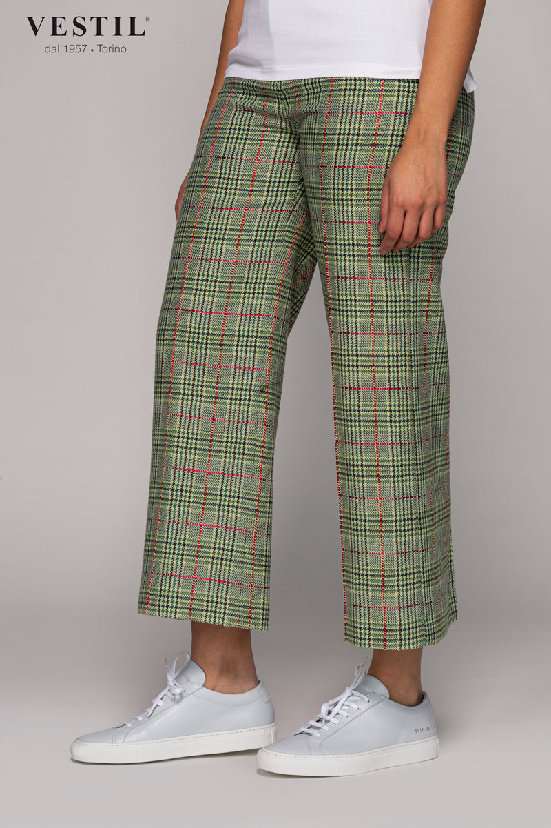 PT01, pantalone verde salvia donna