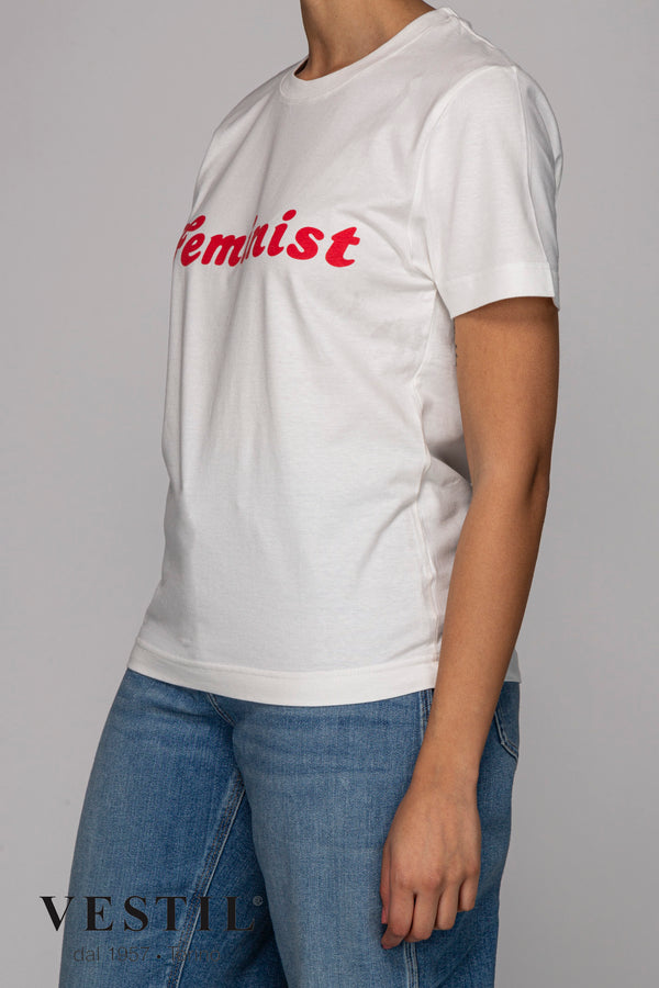 DEDICATED T-SHIRT WOMEN, FEMINIST, WHITE