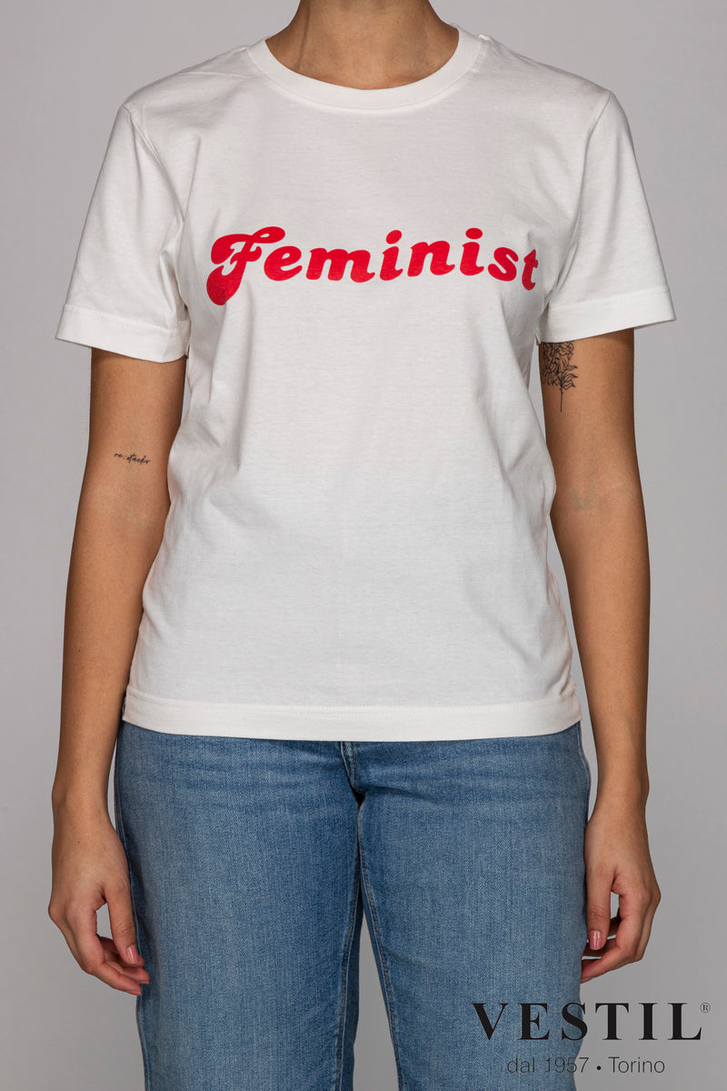 DEDICATED T-SHIRT WOMEN, FEMINIST, WHITE