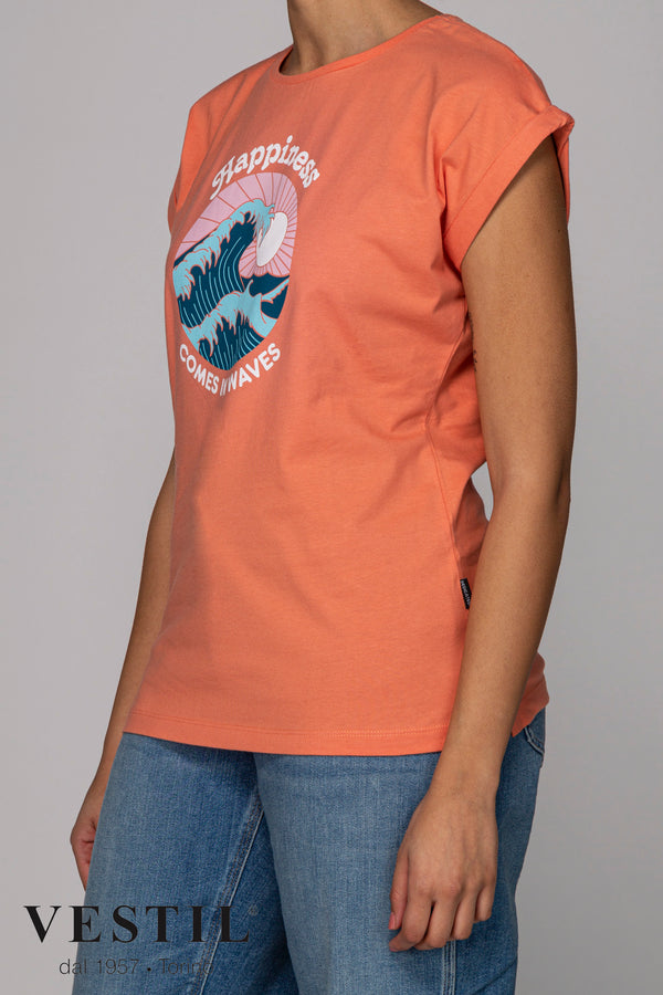 WOMEN'S DEDICATED T-SHIRT, ROUND NECK, ORANGE