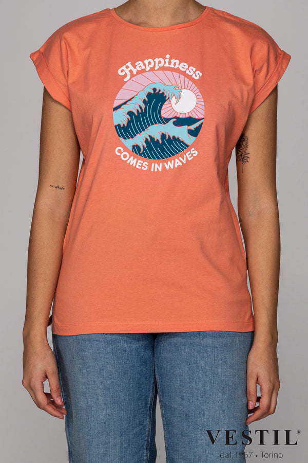 WOMEN'S DEDICATED T-SHIRT, ROUND NECK, ORANGE