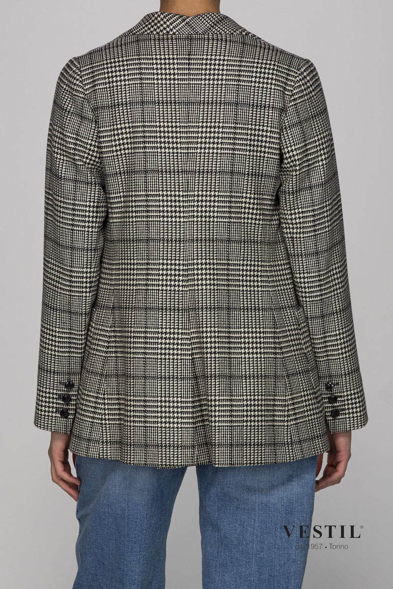 WOMEN'S MASSIMO PIOMBO JACKET, DOUBLE BREASTED, BLACK AND WHITE