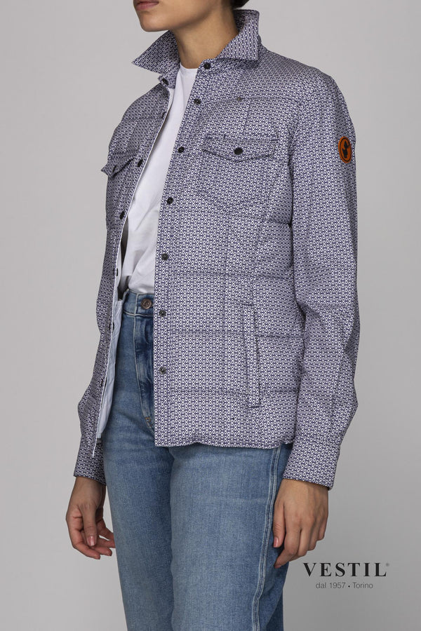 SAVE THE DUCK, Blue and white women's jacket